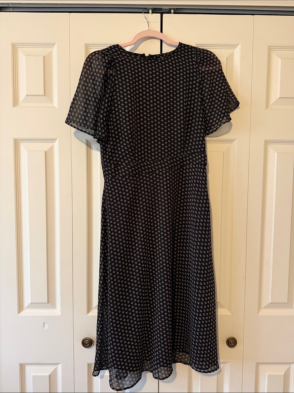 Ann Taylor Black Polka Dot Midi Dress